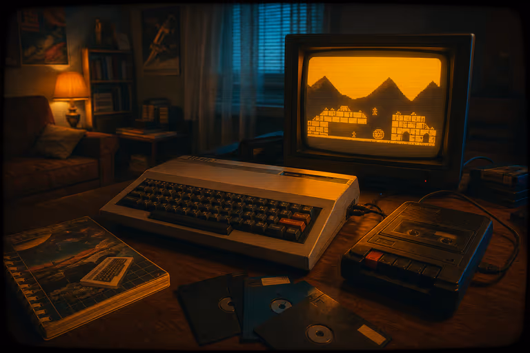 Microordenador español de los 80 junto a un CRT de fósforo ámbar